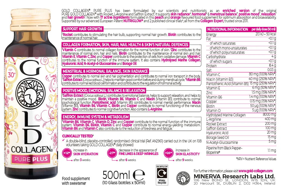 Gold Collagen Pure Plus 30+ - 10 flacoane x 50 ml
