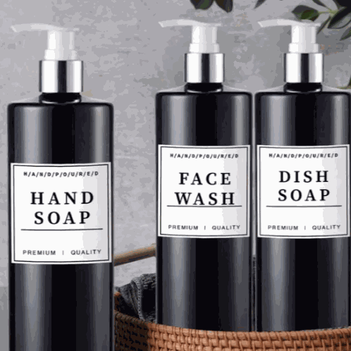 Set 3 recipiente tip dispenser, pentru șampon, balsam și gel de duș, 500 ml.