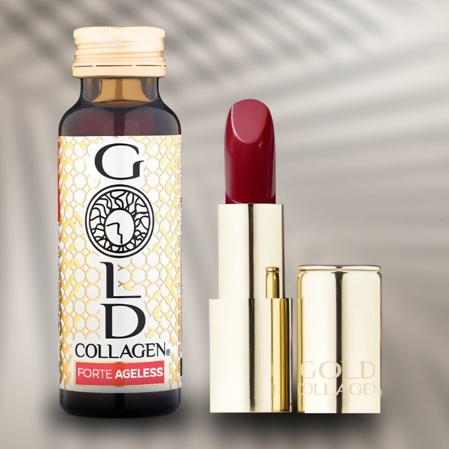 Bundle Box Summer Glow - 10 flacoane x 50ml Gold Collagen Forte Ageless + 1 x Gold Collagen Velvet Rouge Lipstick