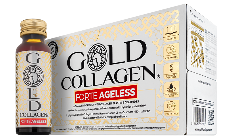 Bundle Box Summer Glow - 10 flacoane x 50ml Gold Collagen Forte Ageless + 1 x Gold Collagen Velvet Rouge Lipstick